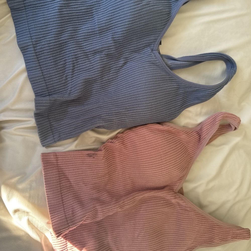 Ribbed Blue and Pink Tank Tops